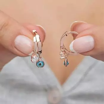 Кольцо из розового серебра 10 мм Серьги от сглаза