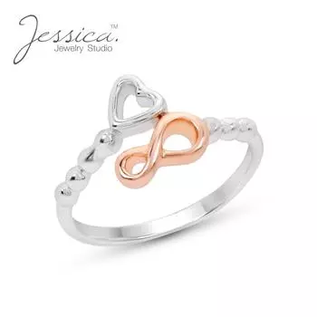 Кольцо из розового золота 14 карат из стерлингового серебра 925 пробы с изображением бесконечного сердца, подарок для подруги/жены