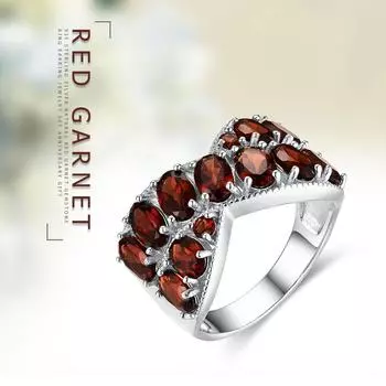 Кольцо из серебра 925 пробы с натуральным мозамбикским гранатом, кольцо в классическом стиле, подходящее для женщин, помолвка и повседневная одежда, изысканные украшения us ring size 7# красный
