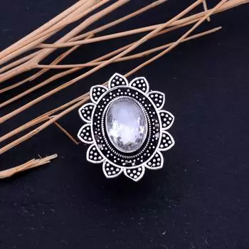 Кольцо из серебра 925 пробы с натуральным белым топазом, размер 10,75, n0f25