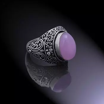 Кольцо из серебра 925 пробы с натуральным розовым кварцем, размер 10 K2T37