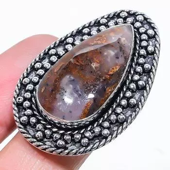 Кольцо из серебра 925 пробы с натуральным камнем Боулдер Опал, размер 8 S2Z66