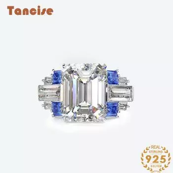 Кольцо из серебра 925 пробы с искусственным синим драгоценным камнем, модное кольцо в стиле ретро, изысканные ювелирные изделия. 5 белый