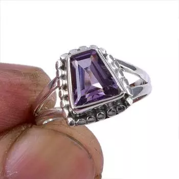 Кольцо из серебра 925 пробы с натуральным розовым аметистом, размер 5,5, s5z80
