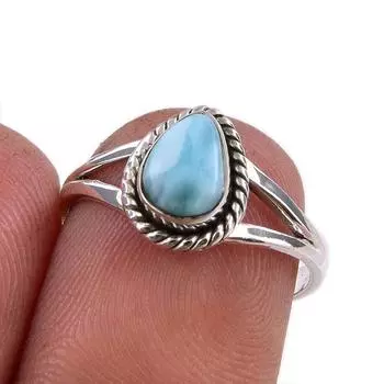 Кольцо из серебра 925 пробы с драгоценным камнем Natural Republic Larimar, размер 6 m3P67