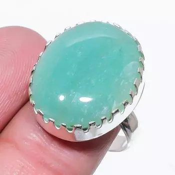 Кольцо из серебра 925 пробы с натуральным аквамарином, размер 9, A9Q63