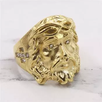 Кольцо из серебра 925 пробы с изображением креста веры и бриллиантовой головы для мужчин и женщин 7 золотой