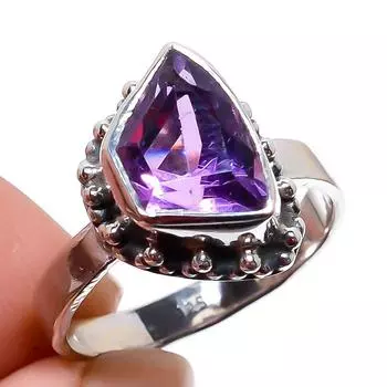 Кольцо из серебра 925 пробы с натуральным аметистом, размер 7, c9C18