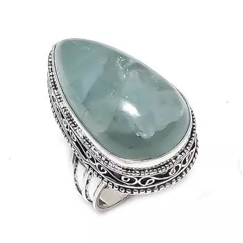 Кольцо из серебра 925 пробы с натуральным аквамарином, размер 8 M9M44