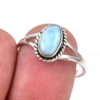 Кольцо из серебра 925 пробы с драгоценным камнем Natural Republic Larimar, размер 9 K8Z79