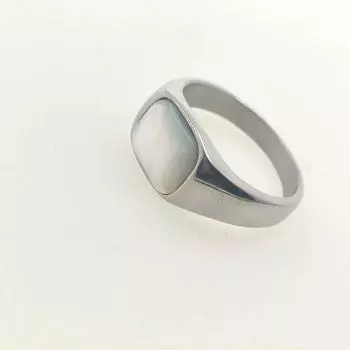 Кольцо из серебра 925 пробы с кремовым полудрагоценным камнем «кошачий глаз» с закругленным прямоугольным сечением, универсальное, в стиле Майяра, ретро, нишевое, простое, элитное ювелирное изделие 7