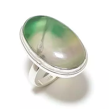 Кольцо из серебра 925 пробы с натуральным флюоритом, размер 10 F9i10