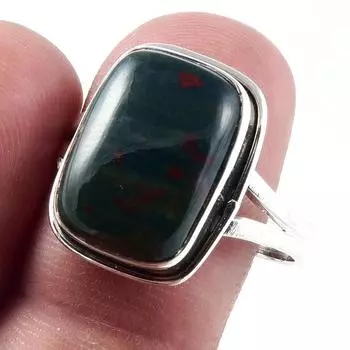 Кольцо из серебра 925 пробы с натуральным драгоценным камнем-кровавым камнем ручной работы S.10 p9c88