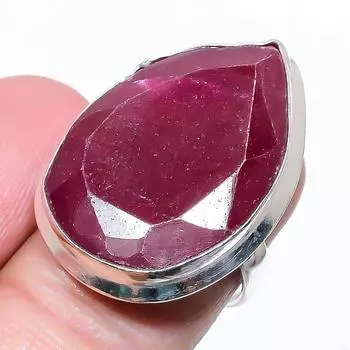 Кольцо из серебра 925 пробы с натуральным драгоценным камнем рубином, размер 6,5 i5N37
