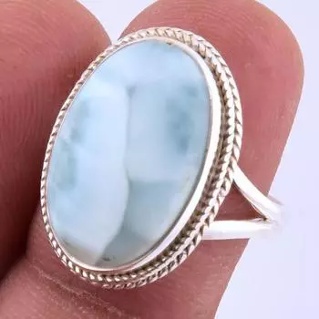 Кольцо из серебра 925 пробы с драгоценным камнем Natural Republic Larimar, размер S.7 , S7T08