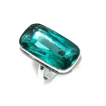 Кольцо из серебра 925 пробы с драгоценным камнем Aqua Apatite, размер 9 i0g84