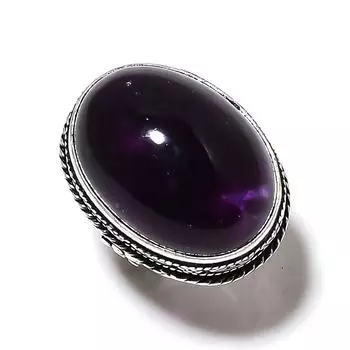 Кольцо из серебра 925 пробы с драгоценным камнем Sage Amethyst, размер 6 v4z16