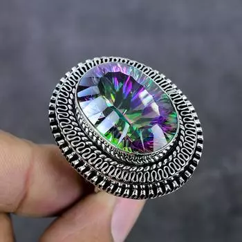 Кольцо из серебра 925 пробы с этническим узором «Мистический топаз» Размер 9,5 M8p63