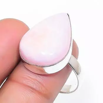 Кольцо из серебра 925 пробы с натуральным розовым опалом, размер 9, P1k46