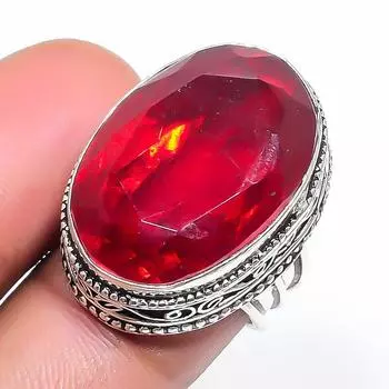 Кольцо из серебра 925 пробы с натуральным мозамбикским гранатом, размер 5,5 A8i26