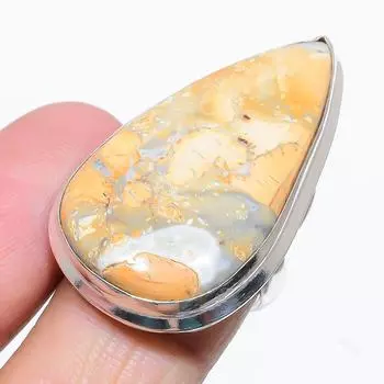 Кольцо из серебра 925 пробы с натуральным драгоценным камнем Малинга Джаспер, размер 6 l1f41