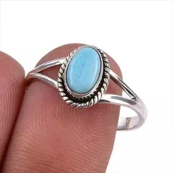 Кольцо из серебра 925 пробы с драгоценным камнем Natural Republic Larimar, размер 9, s8q69