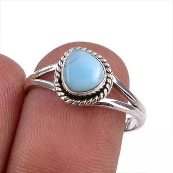 Кольцо из серебра 925 пробы с драгоценным камнем Natural Republic Larimar, размер 7 f0C73