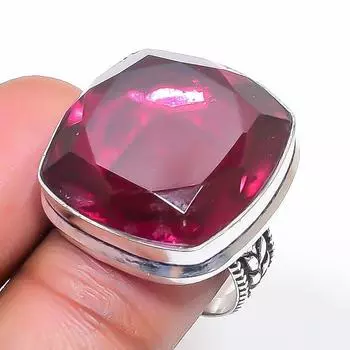 Кольцо из серебра 925 пробы с натуральным аметистом, размер 7, q4Q86