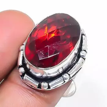 Кольцо из серебра 925 пробы с натуральным мозамбикским гранатом, размер 7,5, a6H79