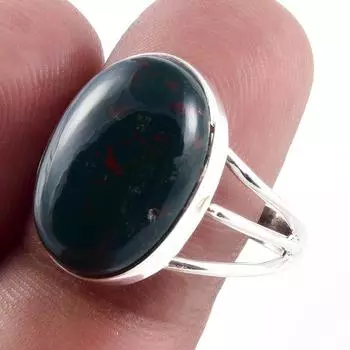 Кольцо из серебра 925 пробы с натуральным драгоценным камнем-кровавым камнем S.10 g3k37