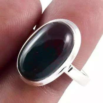 Кольцо из серебра 925 пробы с натуральным драгоценным камнем-кровавым камнем S.9 C6K05
