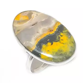 Кольцо из серебра 925 пробы с драгоценным камнем Bumble Bee Jasper, размер 8,5 i3B34