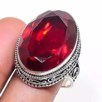 Кольцо из серебра 925 пробы с натуральным мозамбикским гранатом, размер 9,5 o0i65