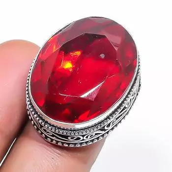 Кольцо из серебра 925 пробы с натуральным мозамбикским гранатом, размер 4 q0Z38