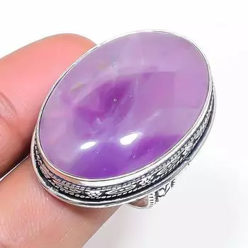 Кольцо из серебра 925 пробы с натуральным шалфеем и аметистом, размер 9 Y1e01