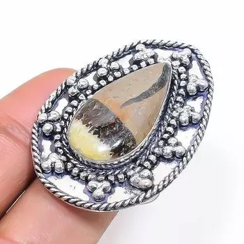 Кольцо из серебра 925 пробы с натуральным камнем Septerian, размер регулируется j7Y59