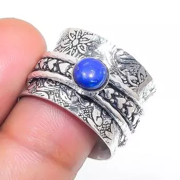 Кольцо из серебра 925 пробы с натуральным лазуритом, размер 7,5 Q3Y68