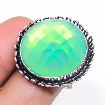 Кольцо из серебра 925 пробы с натуральным огненным опалом, размер 7, D9Z91