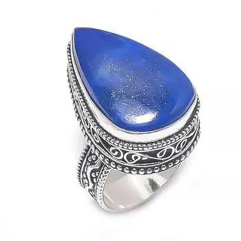 Кольцо из серебра 925 пробы с натуральным лазуритом, размер 7,5 A2v13