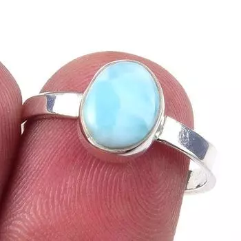 Кольцо из серебра 925 пробы с драгоценным камнем Natural Republic Larimar S.7.5 t9f95