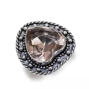 Кольцо из серебра 925 пробы с драгоценным камнем морганит, размер 8,5, u2e04