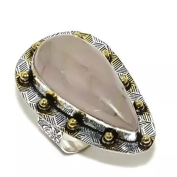 Кольцо из серебра 925 пробы с натуральным золотым рутилом, двухцветное, размер 7,5 o4G83