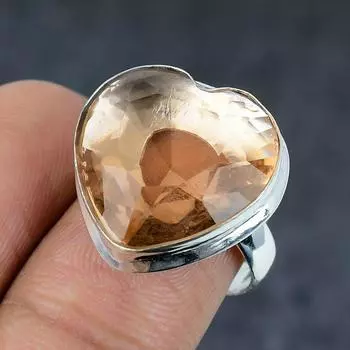 Кольцо из серебра 925 пробы с драгоценным камнем морганит, размер 9 W2u42