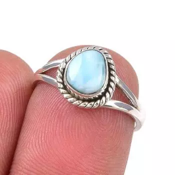 Кольцо из серебра 925 пробы с драгоценным камнем Natural Republic Larimar, размер 6 U7g45