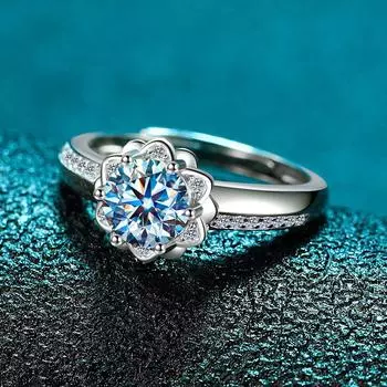 Кольцо из серебра 925 пробы с гексаграммой, женское трендовое кольцо с инкрустированными шестью когтями лотоса и бриллиантами, модное и простое кольцо Ins. opening adjustable