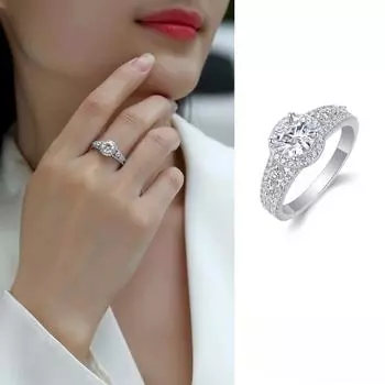 Кольцо из серебра 925 пробы с муассанитом и замкнутым кольцом Beauty 5