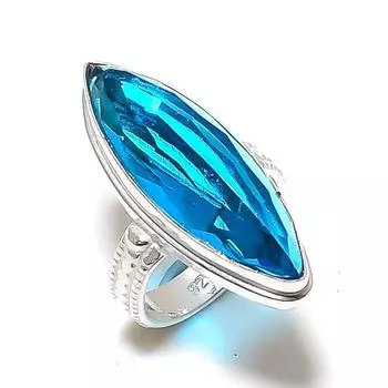 Кольцо из серебра 925 пробы с голубым топазом Swiss Blue Gemstone, размер 6,5 l7q27