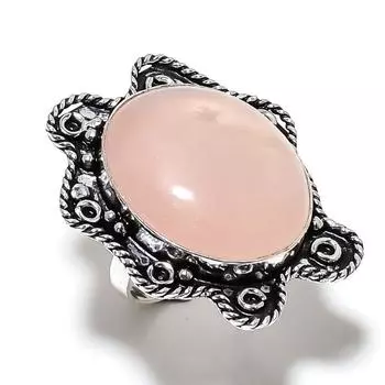 Кольцо из серебра 925 пробы с розовым кварцем, размер 10 o3l21