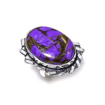 Кольцо из серебра 925 пробы с драгоценными камнями медно-фиолетового бирюзового цвета, размер 8 d4g41