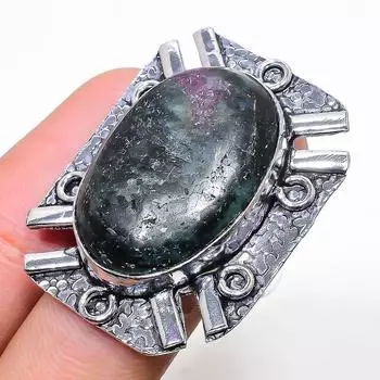 Кольцо из серебра 925 пробы с рубиновым цоситом, созданное в лаборатории, размер 9 f6H03